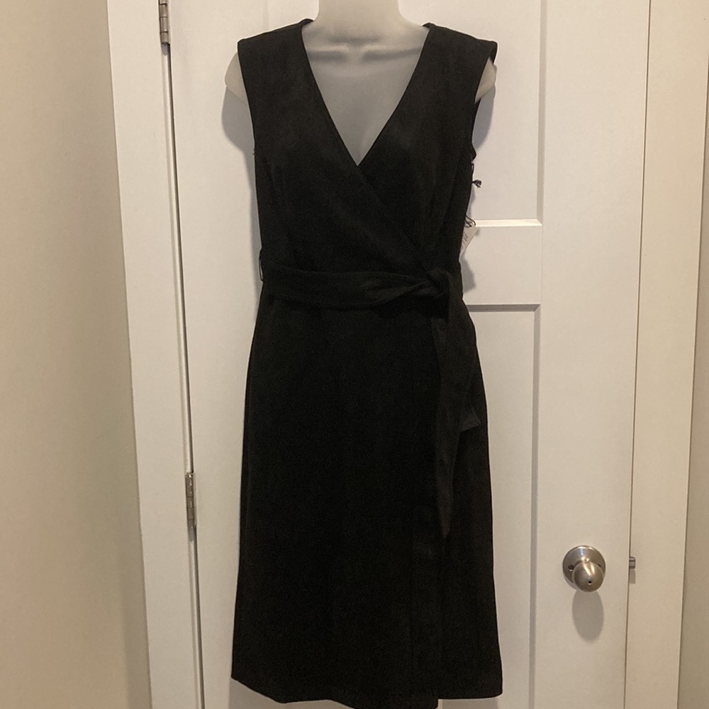 Beautiful Suede Sleeveless Blackb Dress 👗,Black,size-0,